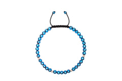 Bratara snur negru cu bile aur 14k si hematite albastre