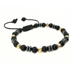 Bratara bile aur 14k onix negru mat si hematite