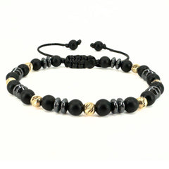 Bratara bile aur 14k onix negru mat si hematite