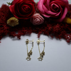 Cercei Aur 14K Lant cu bile si ingeras