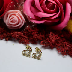 Cercei Aur 14K Inimioara cu pietricele