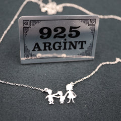 Colier Argint 925 Familie mama cu fetita si baiat