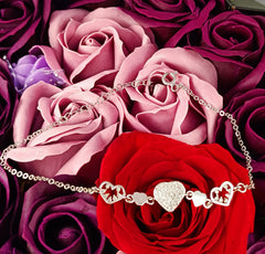 Bratara Argint 925 Inimioare cu pietre