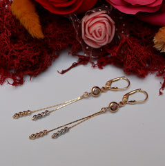 Cercei Aur Lant cu bile doua culori