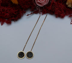 Cercei Aur Pietre negre