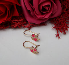 Cercei Aur Trifoi roz