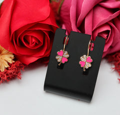 Cercei Aur Trifoi roz