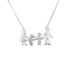Colier Argint 925 Familie cu baietel si fetita