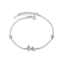Bratara Argint 925 Doi fluturi si doua bilute