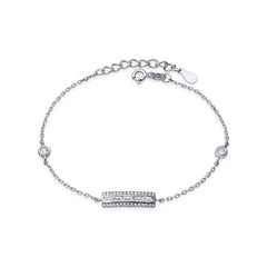 Bratara Argint 925 Dreptunghi cu pietre albe