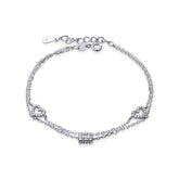 Bratara Argint 925 Lant dublu cu doua inimioare