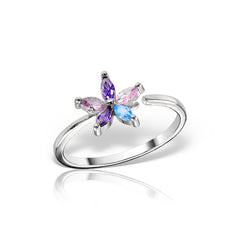Inel Argint 925 Floare colorata