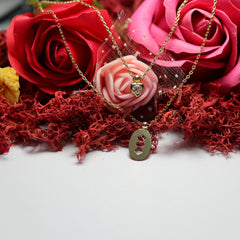 Colier Aur 14K Lant dublu inima si abstract